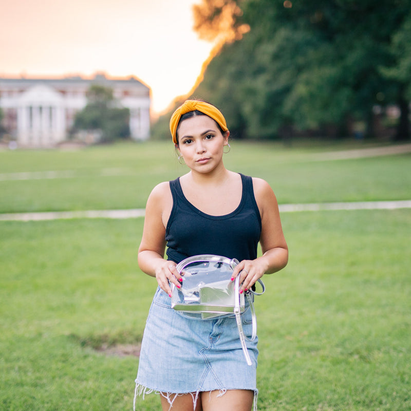 Half Moon Crossbody - Silver and Clear