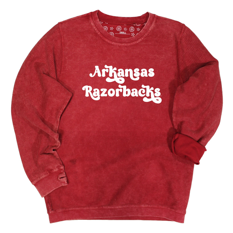 Pep Rally Crewneck Corded Fleece in University of Arkansas