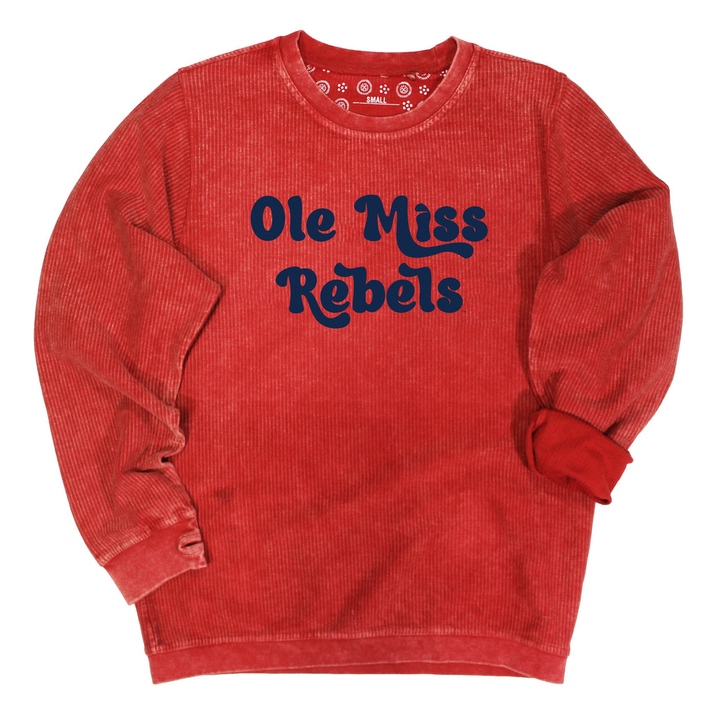 Pep Rally Crewneck Corded Fleece in University of Mississippi