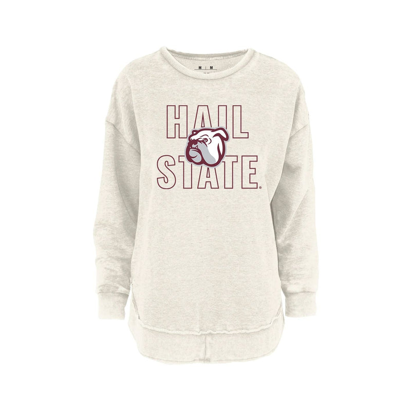 Mississippi State University - Outline Poncho Fleece Crew in Ivory