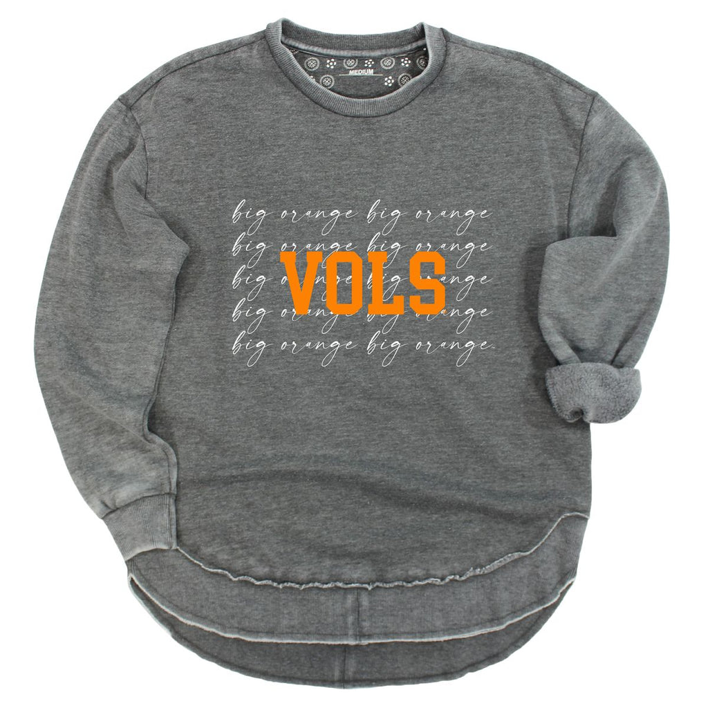 University of Tennessee, Knoxville College Script Poncho Fleece Crew in Charcoal
