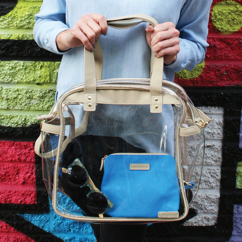Carryall Tote - Tan and Clear