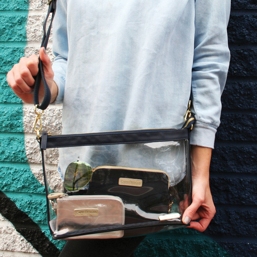 Large Crossbody - Navy and Clear