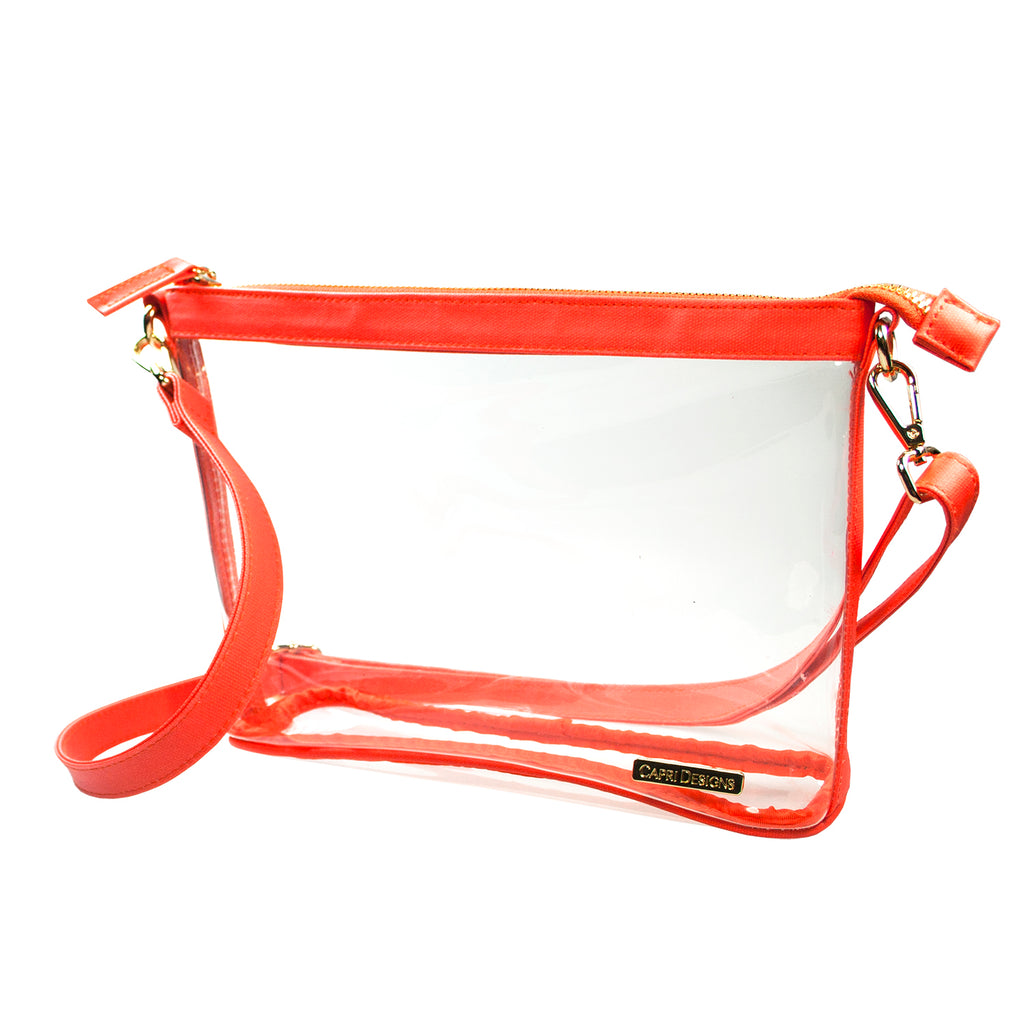 Large Crossbody - Orange and Clear