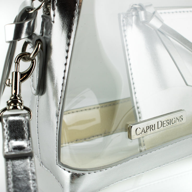 Half Moon Crossbody - Silver and Clear