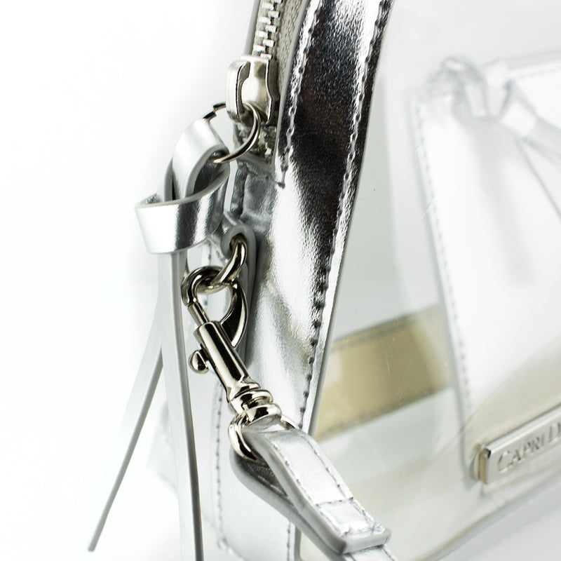 Half Moon Crossbody - Silver and Clear