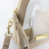 Half Moon Crossbody - Tan Suede and Clear