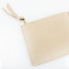 Half Moon Crossbody - Tan Suede and Clear