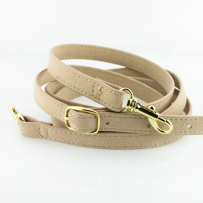 Half Moon Crossbody - Tan Suede and Clear