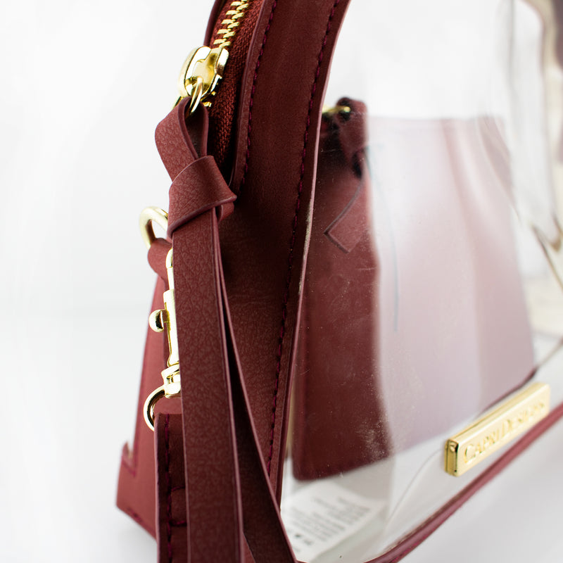 Half Moon Crossbody - Maroon and Clear