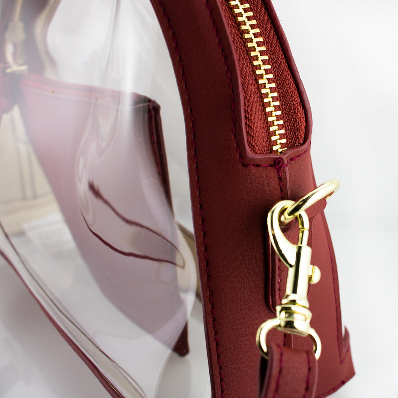 Half Moon Crossbody - Maroon and Clear