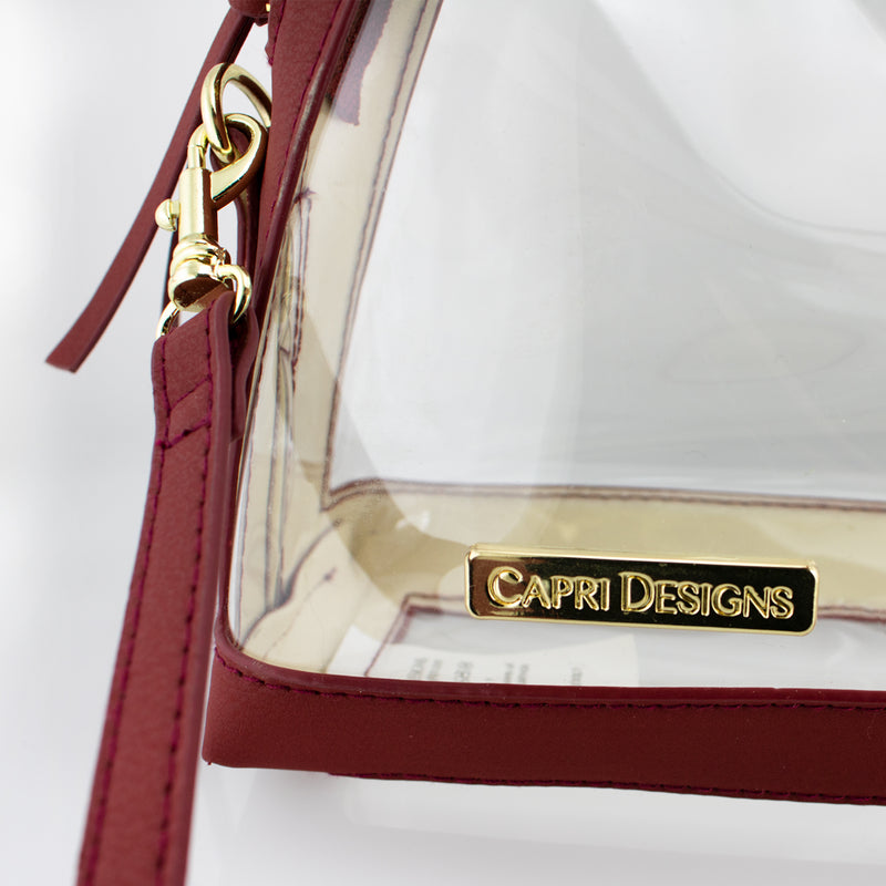 Half Moon Crossbody - Maroon and Clear