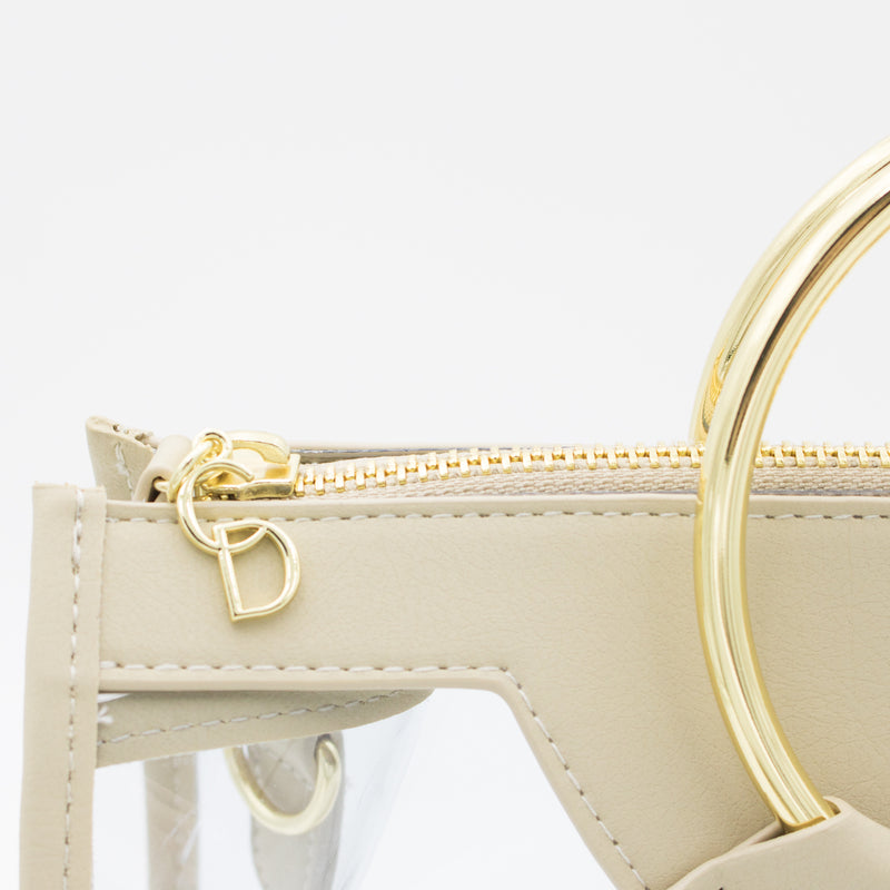 Classic Ring Tote - Clear Bag with Tan and Gold Accents