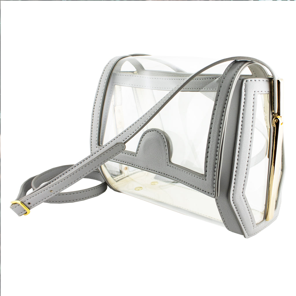 Geo Crossbody - Clear Bag with Gray and Gold Accents