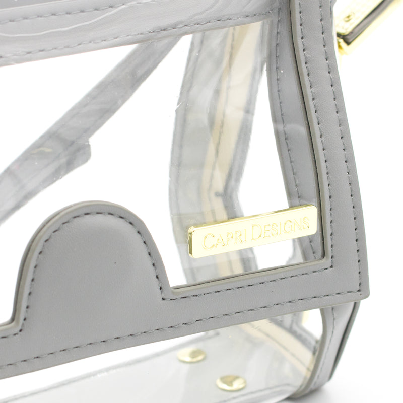 Geo Crossbody - Clear Bag with Gray and Gold Accents