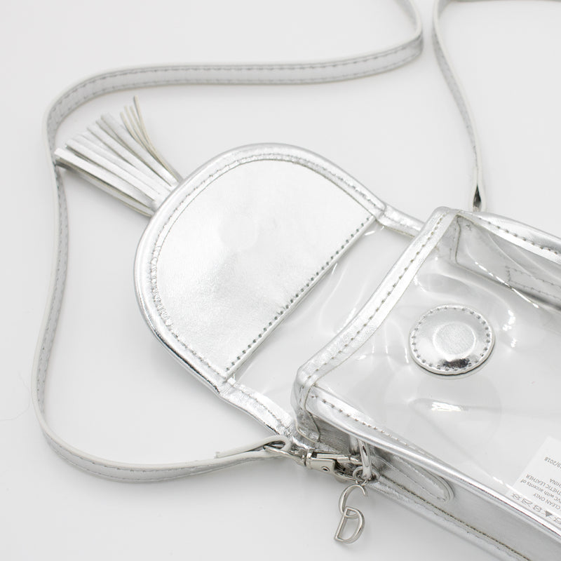Cell Phone Crossbody - Clear Bag with Silver Accents