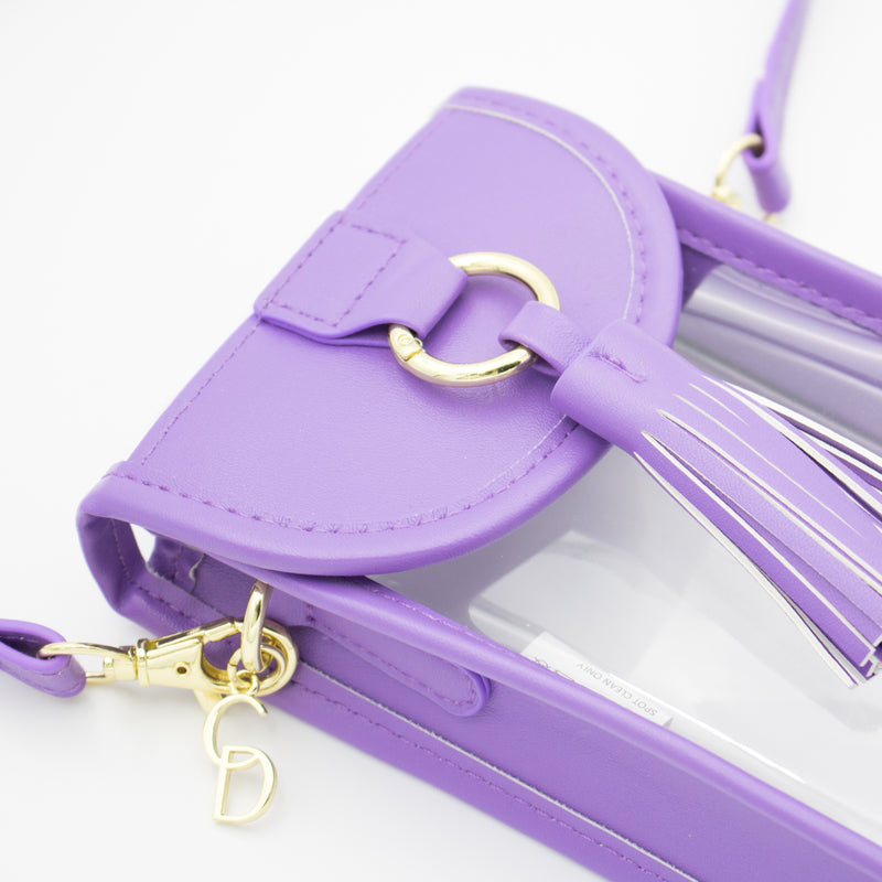 Cell Phone Crossbody - Clear Bag with Purple and Gold Accents