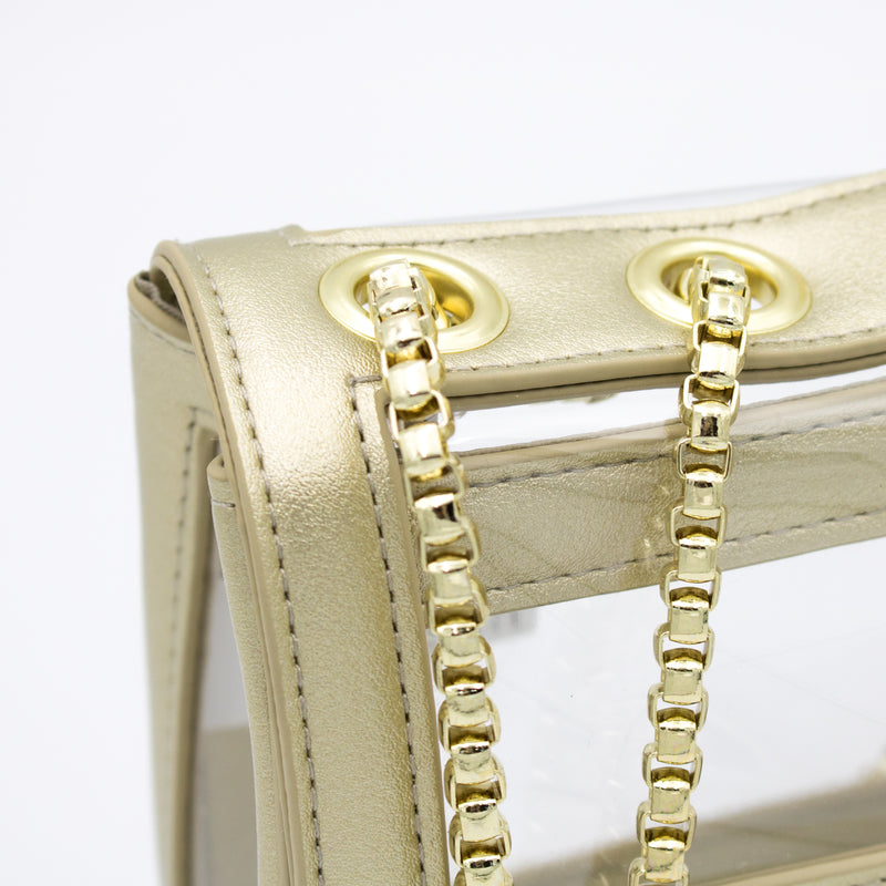 Convertible Crossbody - Clear Bag with Gold Accents