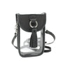 Cell Phone Crossbody - Clear Bag with Cool Gray and Silver Accents