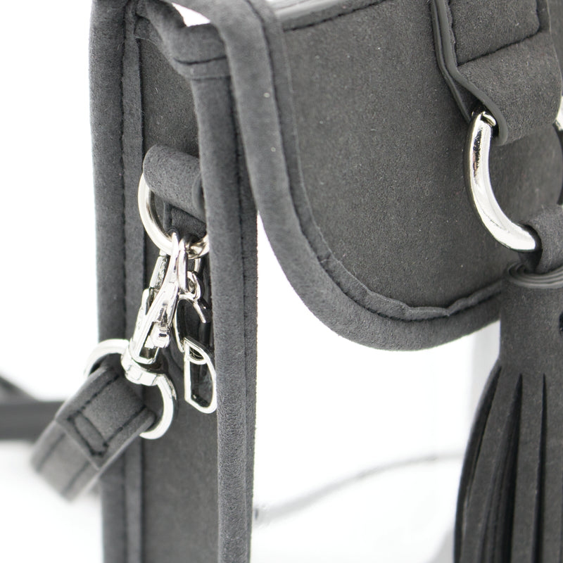 Cell Phone Crossbody - Clear Bag with Cool Gray and Silver Accents