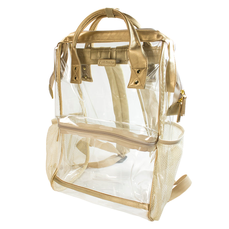 Hinge Top Clear Backpack - Gold