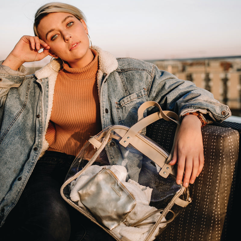 Carryall Tote - Tan and Clear