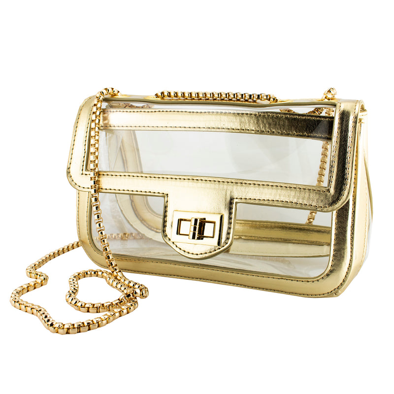 Convertible Crossbody - Clear Bag with Gold Accents – Clear Stadium ...