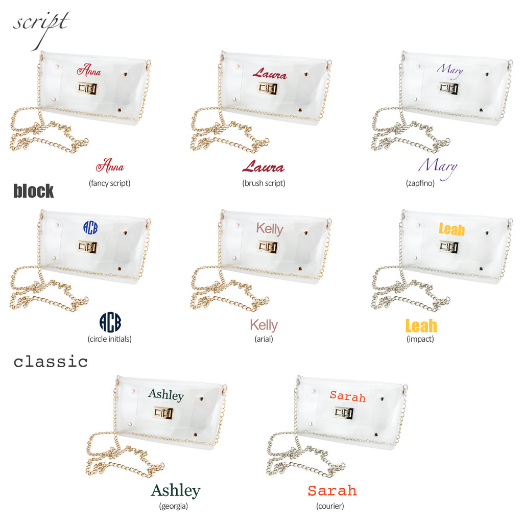 Envelope Crossbody - Clear Bag with Silver Accents