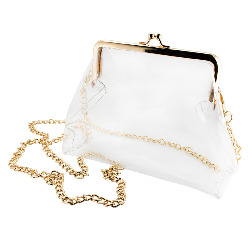 Kiss Lock Crossbody - Clear Bag with Gold Accents