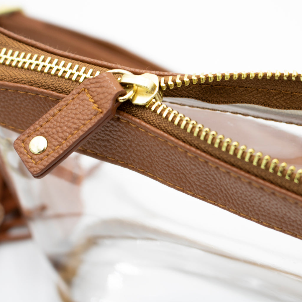 Western Crossbody - Clear Bag  with Cognac Accents