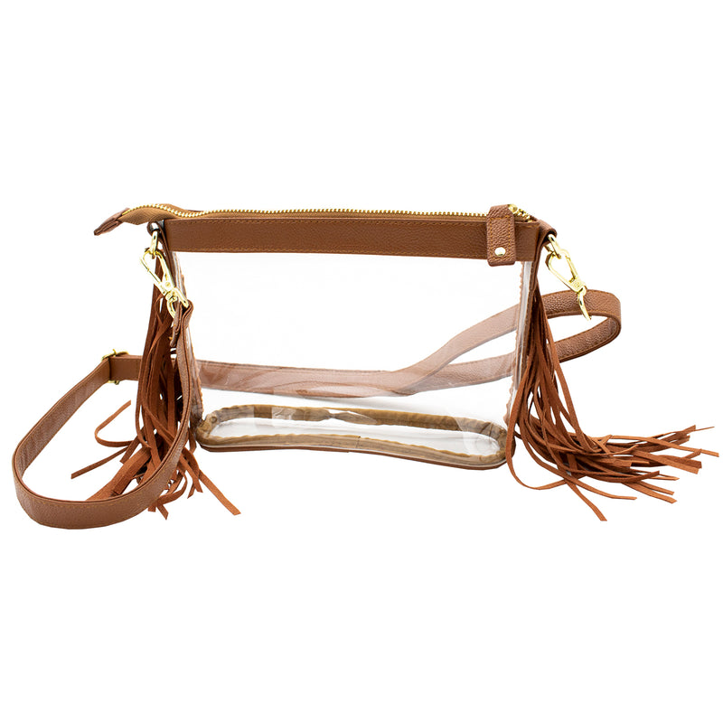 Western Crossbody - Clear Bag  with Cognac Accents