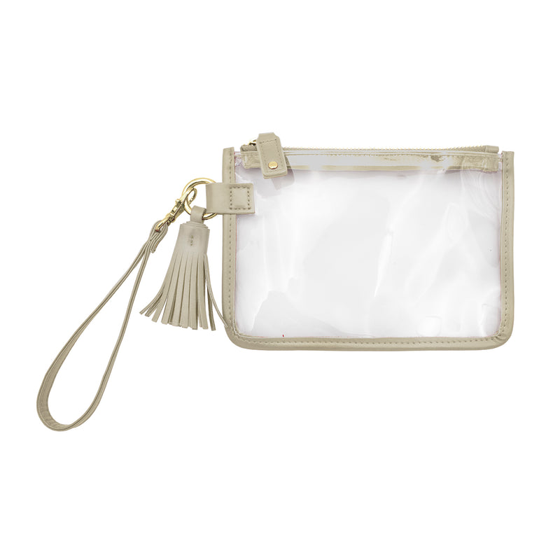 Wristlet - Clear PVC with Tan and Gold Accents