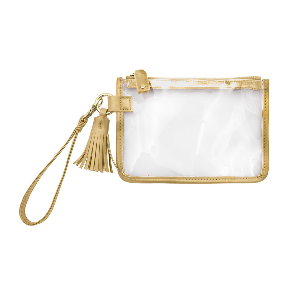 Wristlet - Clear Bag with Gold Accents