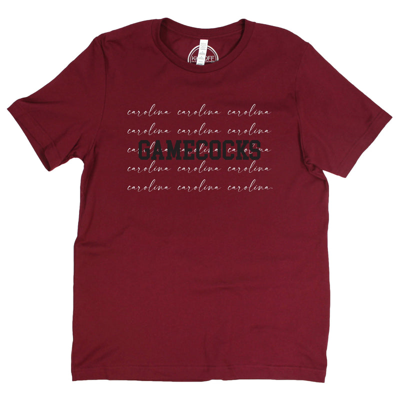 University of South Carolina College Script Short Sleeve T-shirt in Garnet
