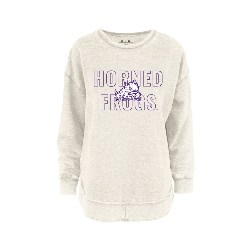 Texas Christian University - Outline Poncho Fleece Crew in Ivory
