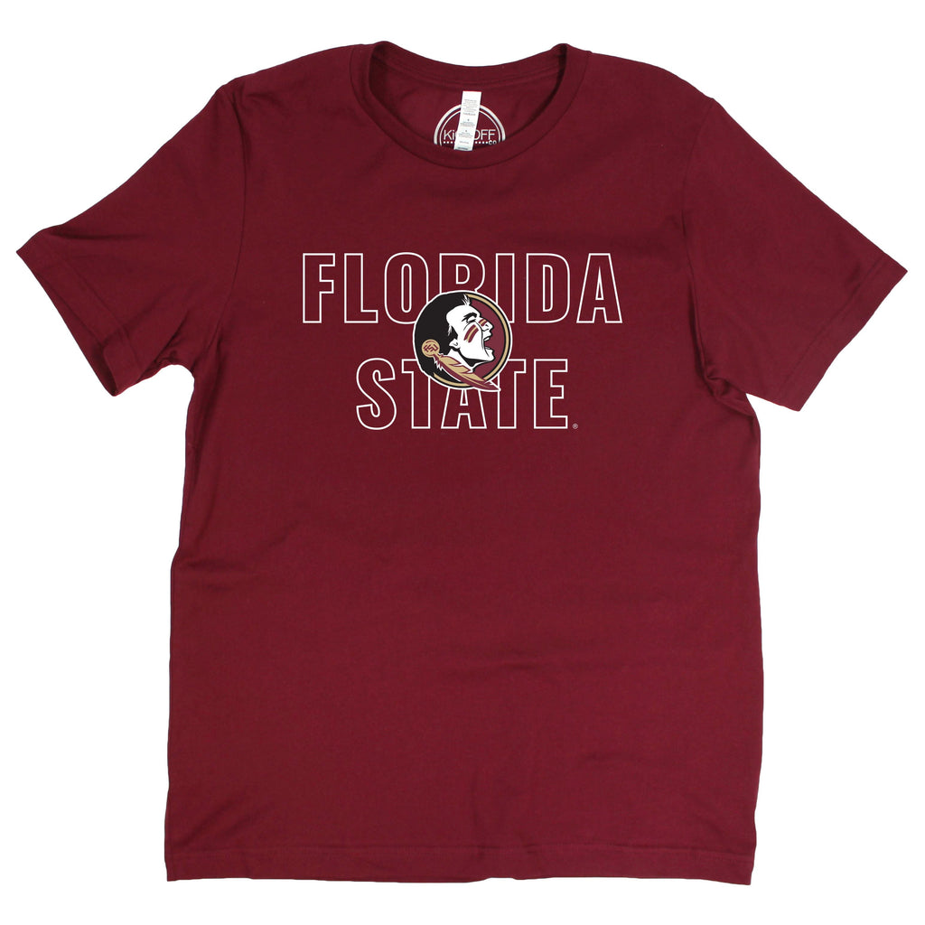 Florida State University Outline Short Sleeve T-shirt in Garnet