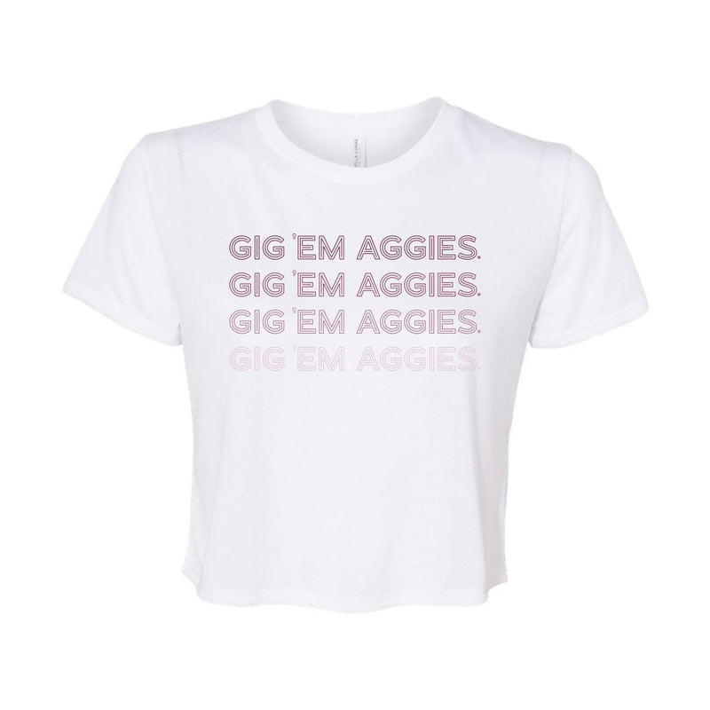 Texas A&M University Neon Nights Crop Short Sleeve T-shirt in White