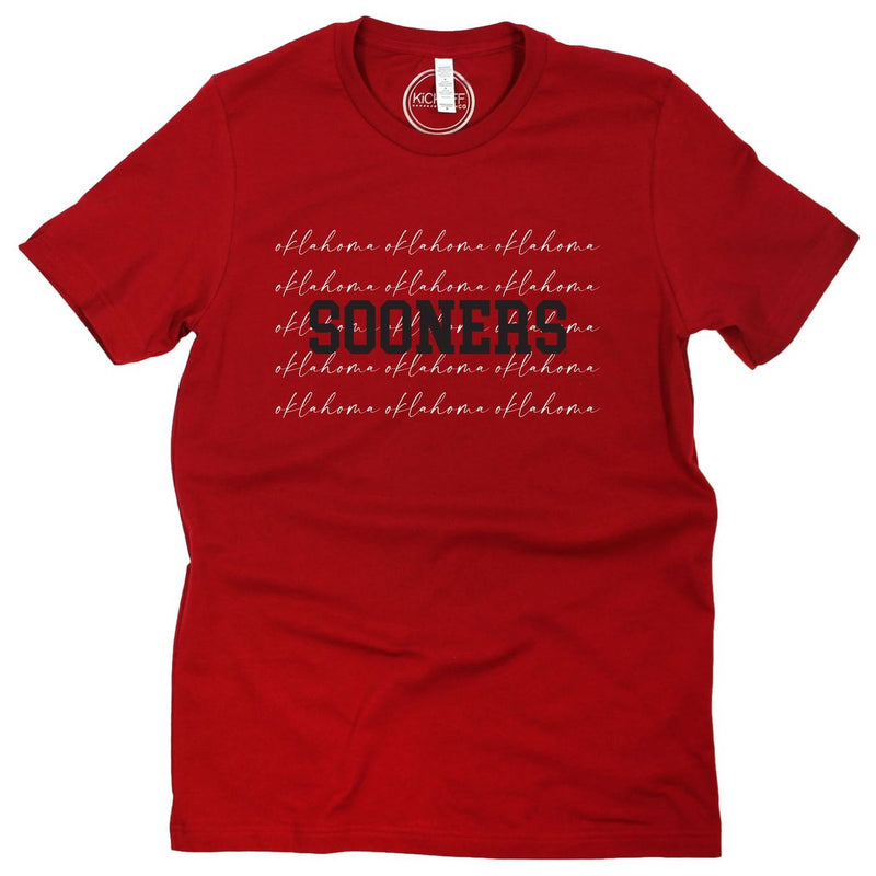 University of Oklahoma College Script Short Sleeve T-shirt in Crimson