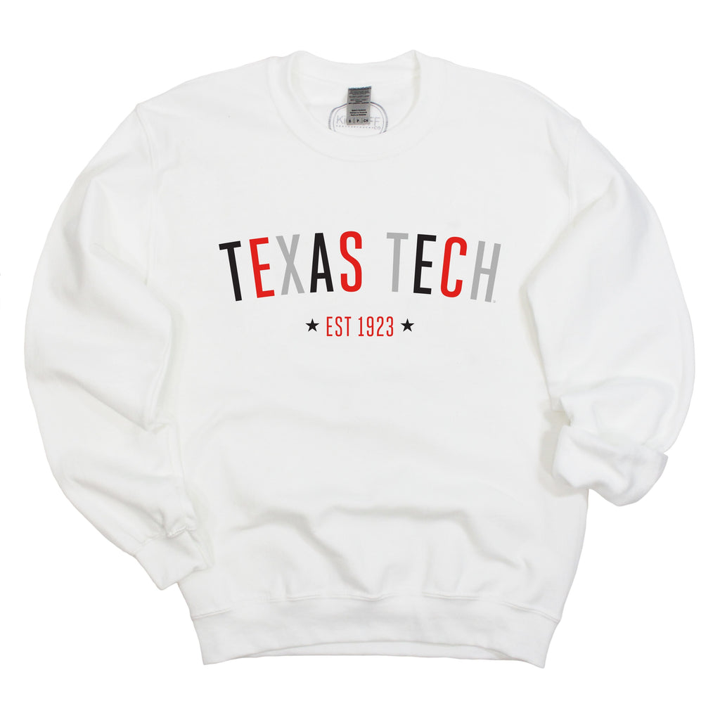 Texas Tech University Star Arch Crewneck Fleece in White