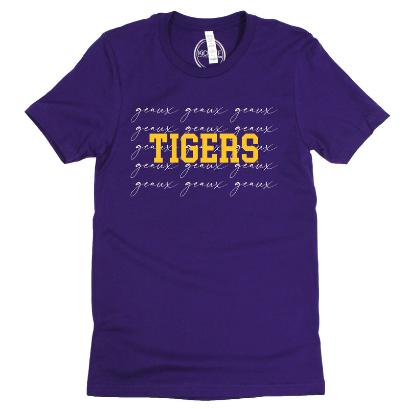 Louisiana State University College Script Short Sleeve T-shirt in Purple