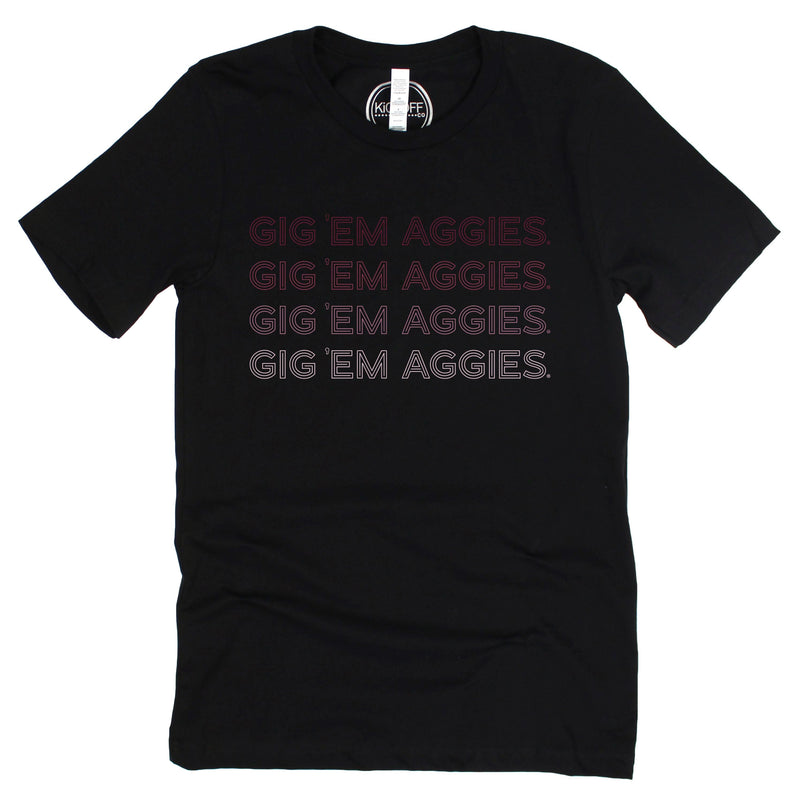 Texas A&M University Neon Nights Short Sleeve T-shirt in Black