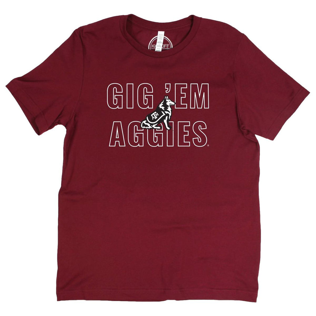 Texas A&M University Outline Short Sleeve T-shirt in Maroon