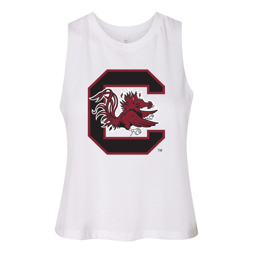 University of South Carolina Endzone Women's Racerback Crop Tank in White