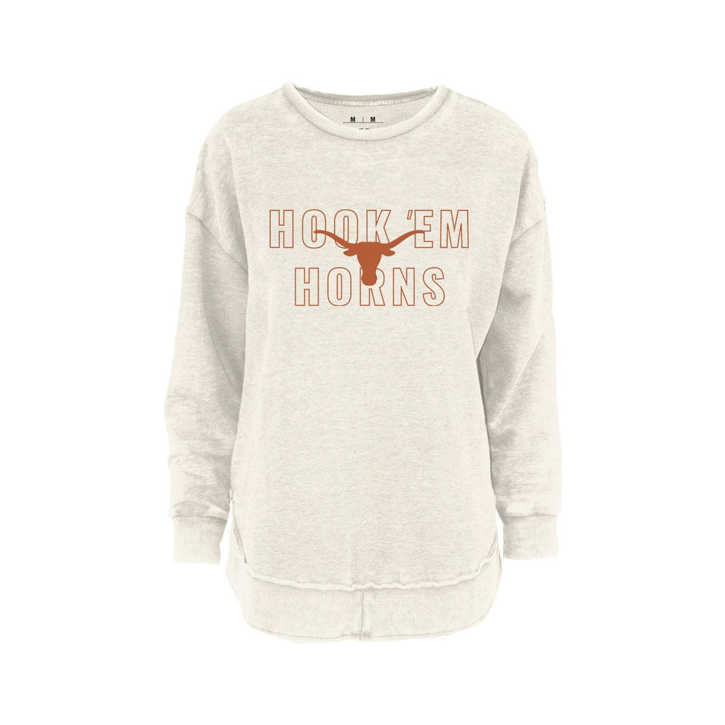 University of Texas - Outline Poncho Fleece Crew in Ivory
