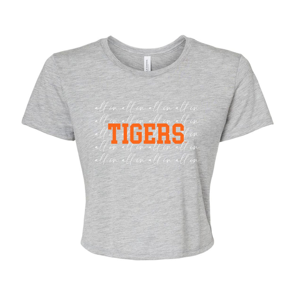 Clemson Universtiy College Script Crop Short Sleeve T-shirt in Gray